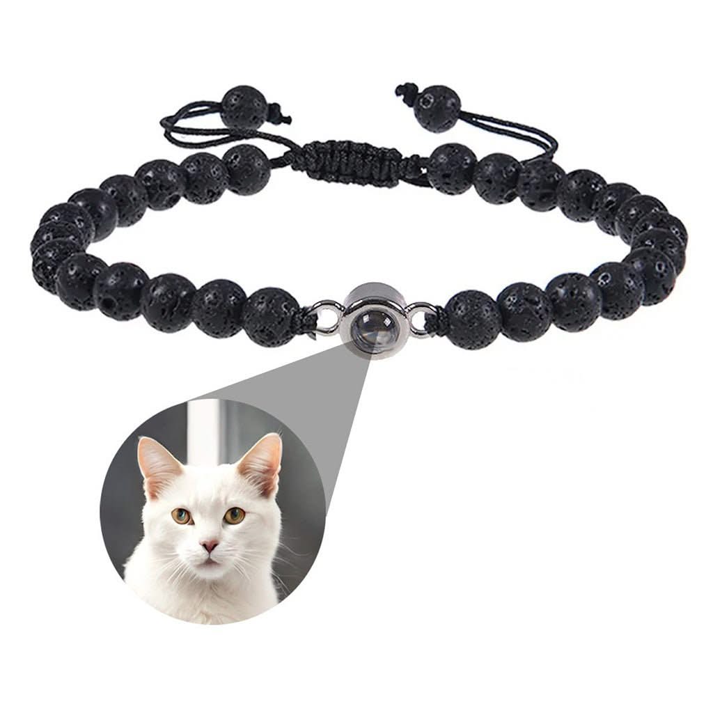 Beaded Photo Memory Bracelet with Circle Charm and Your Picture Inside - Photo Memory Bracelet LLC