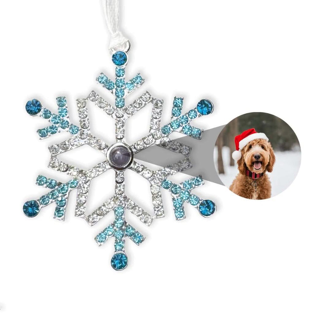 Snowflake Ornament with Picture Inside - Photo Memory Bracelet LLC