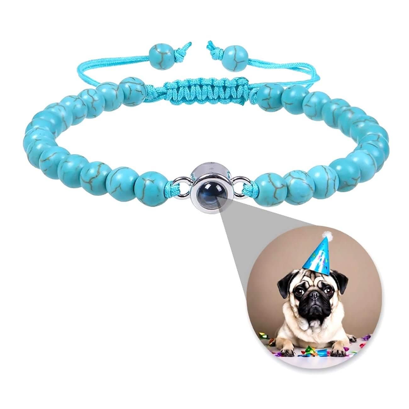 Natural Stone Bead Photo Memory Bracelets with Circle Charm - Photo Memory Bracelet LLC