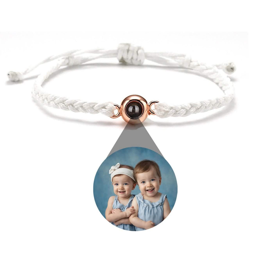 Braided Rope and Eye Charm Photo Projection Bracelet - Photo Memory Bracelet LLC