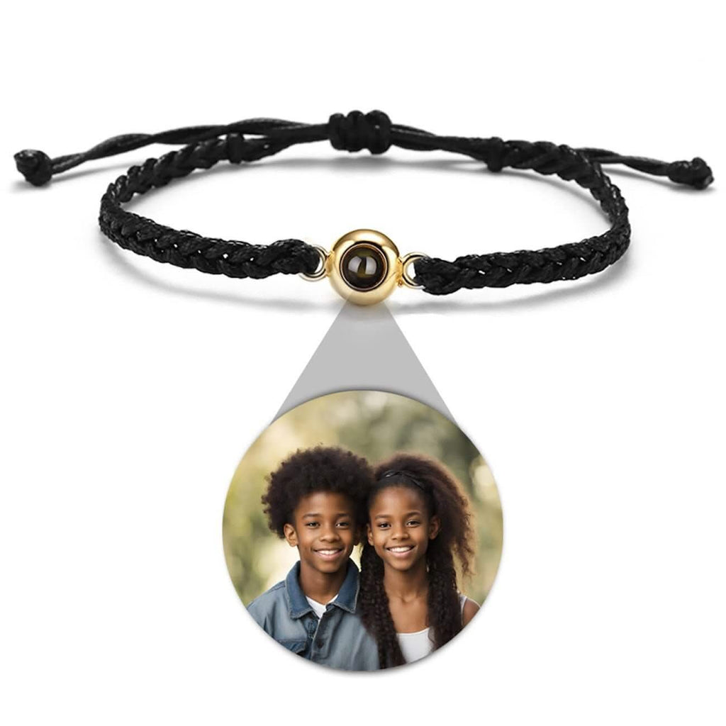 Braided Rope and Eye Charm Photo Projection Bracelet - Photo Memory Bracelet LLC