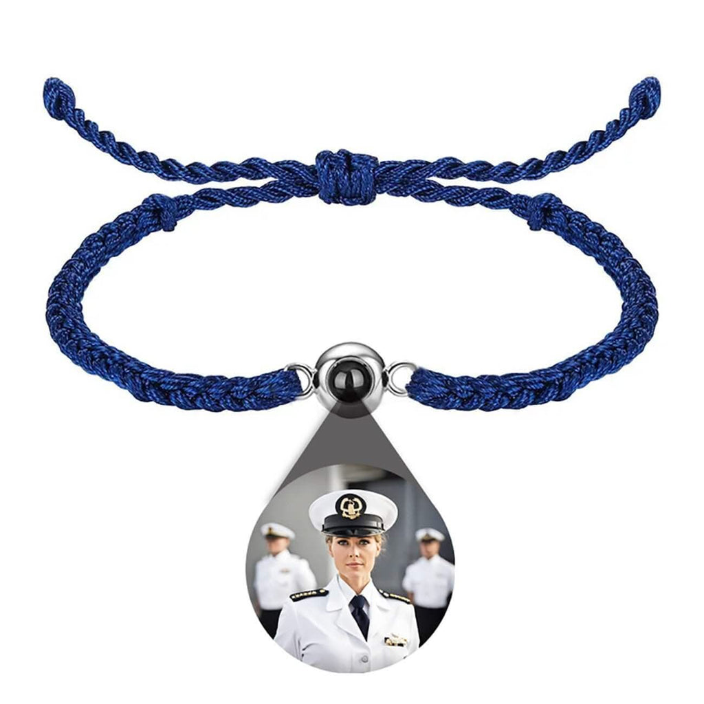 Braided Rope and Eye Charm Photo Projection Bracelet - Photo Memory Bracelet LLC