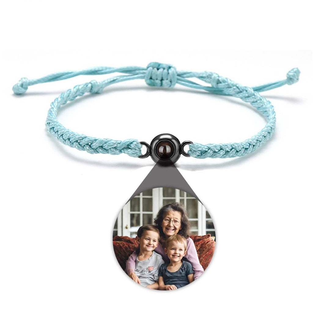 Braided Rope and Eye Charm Photo Projection Bracelet - Photo Memory Bracelet LLC