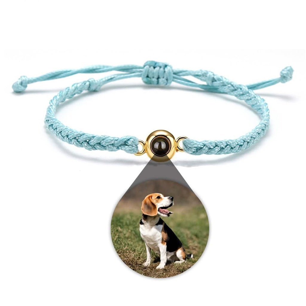 Braided Rope and Eye Charm Photo Projection Bracelet - Photo Memory Bracelet LLC