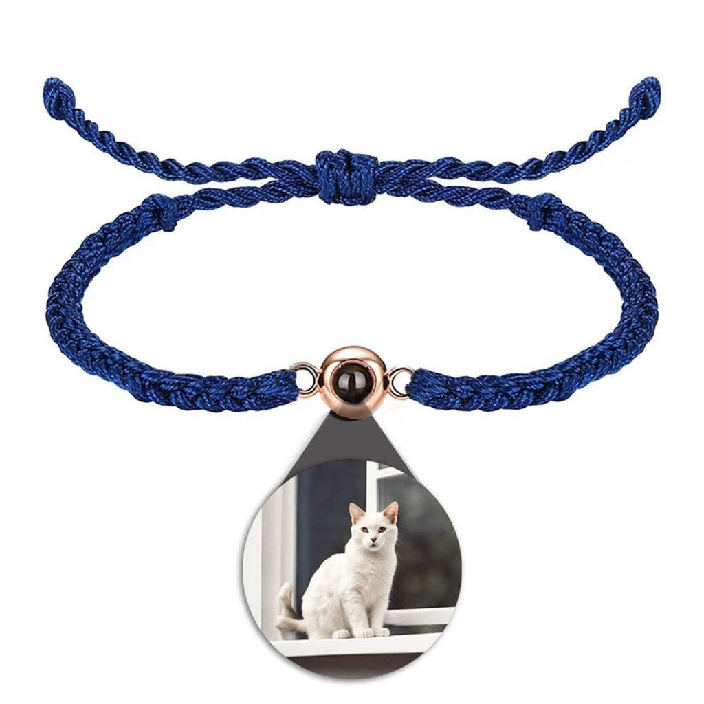 Braided Rope and Eye Charm Photo Projection Bracelet - Photo Memory Bracelet LLC