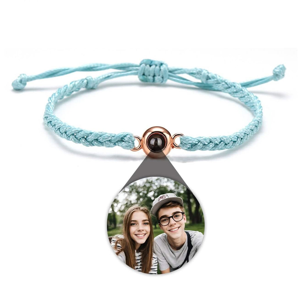 Braided Rope and Eye Charm Photo Projection Bracelet - Photo Memory Bracelet LLC