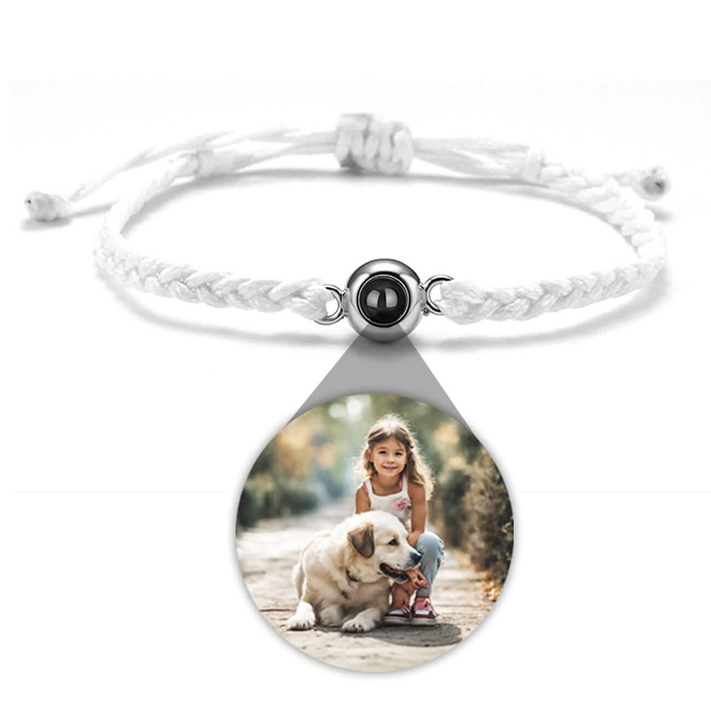 Braided Rope and Eye Charm Photo Projection Bracelet - Photo Memory Bracelet LLC