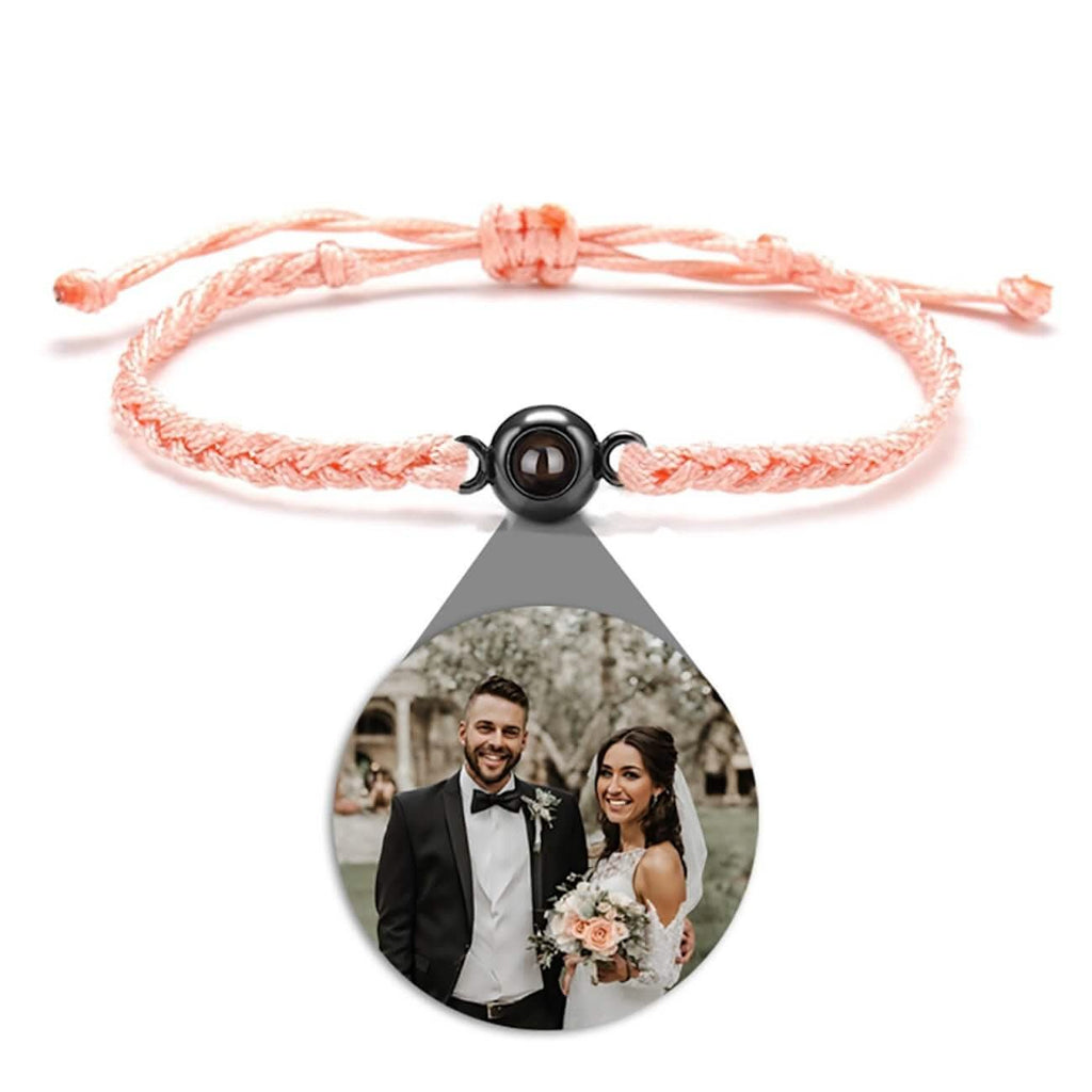 Braided Rope and Eye Charm Photo Projection Bracelet - Photo Memory Bracelet LLC