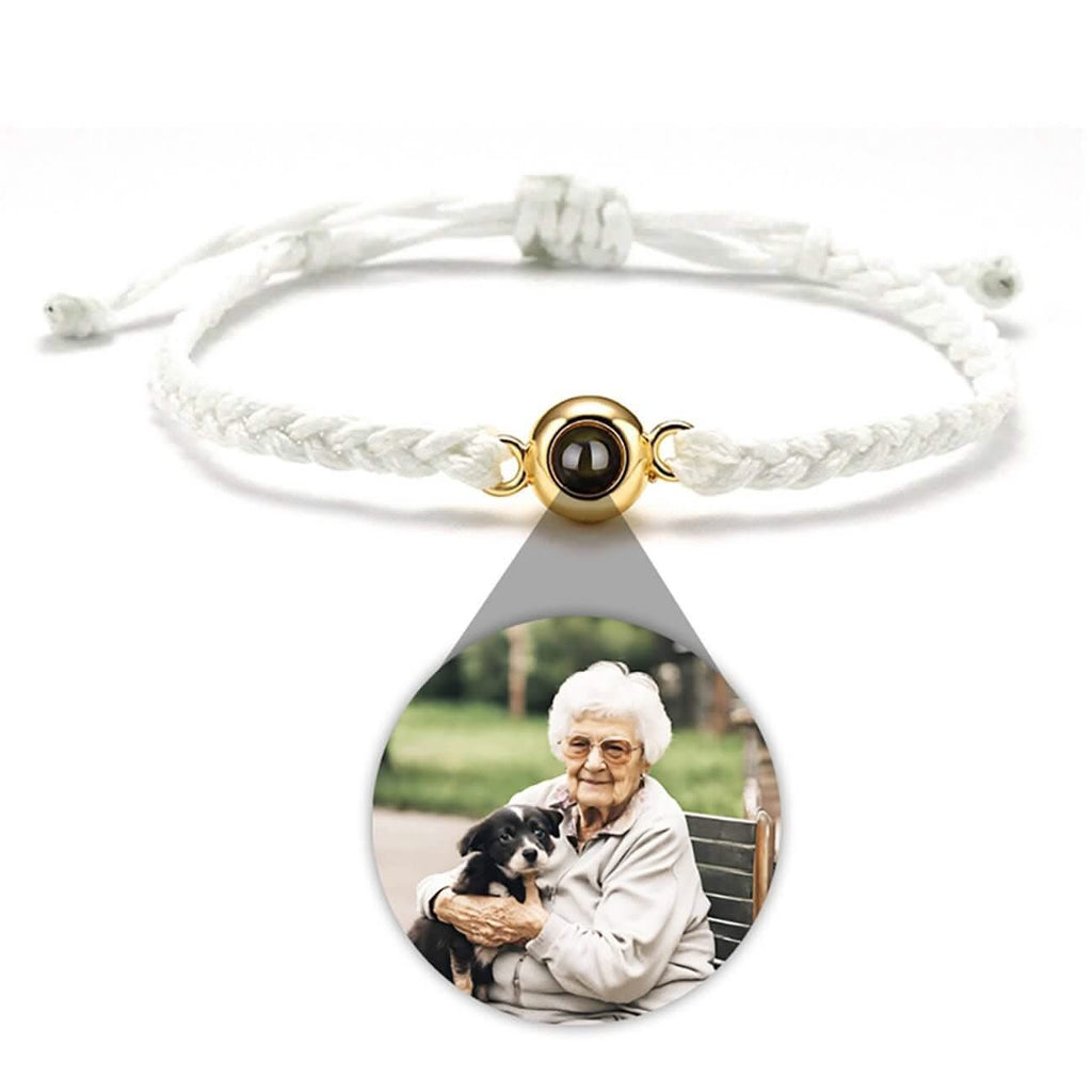 Braided Rope and Eye Charm Photo Projection Bracelet - Photo Memory Bracelet LLC