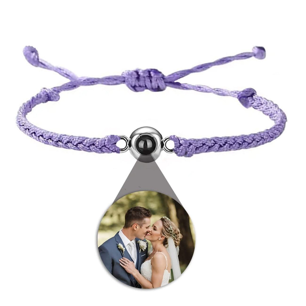 Braided Rope and Eye Charm Photo Projection Bracelet - Photo Memory Bracelet LLC