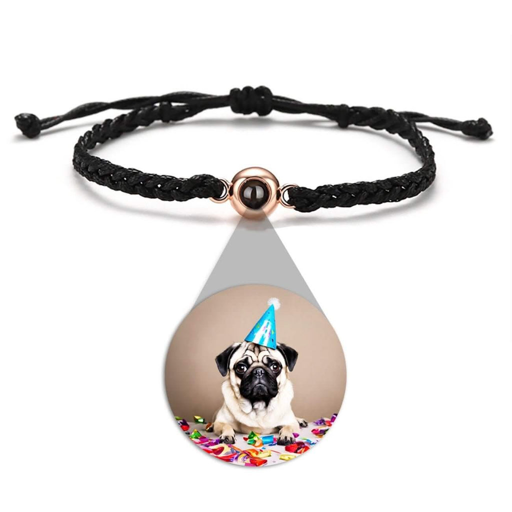 Braided Rope and Eye Charm Photo Projection Bracelet - Photo Memory Bracelet LLC