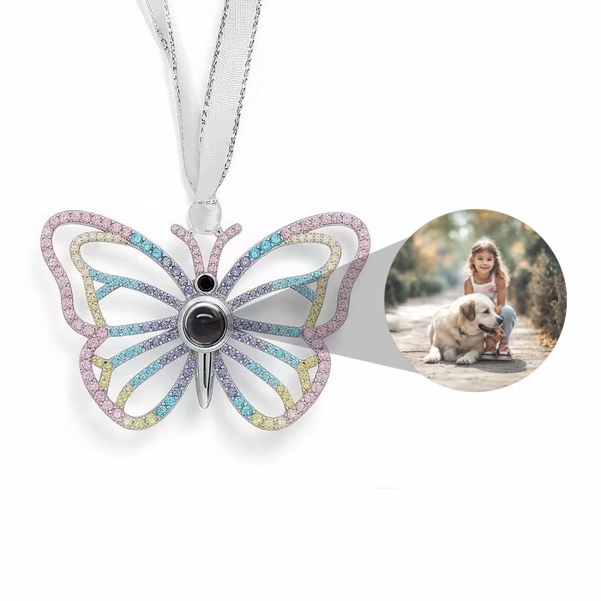 Butterly Ornament with Your Picture Inside - Photo Memory Bracelet®