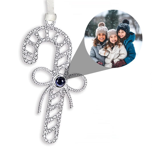 Candy Cane Ornament with your Picture Inside - Photo Memory Bracelet LLC