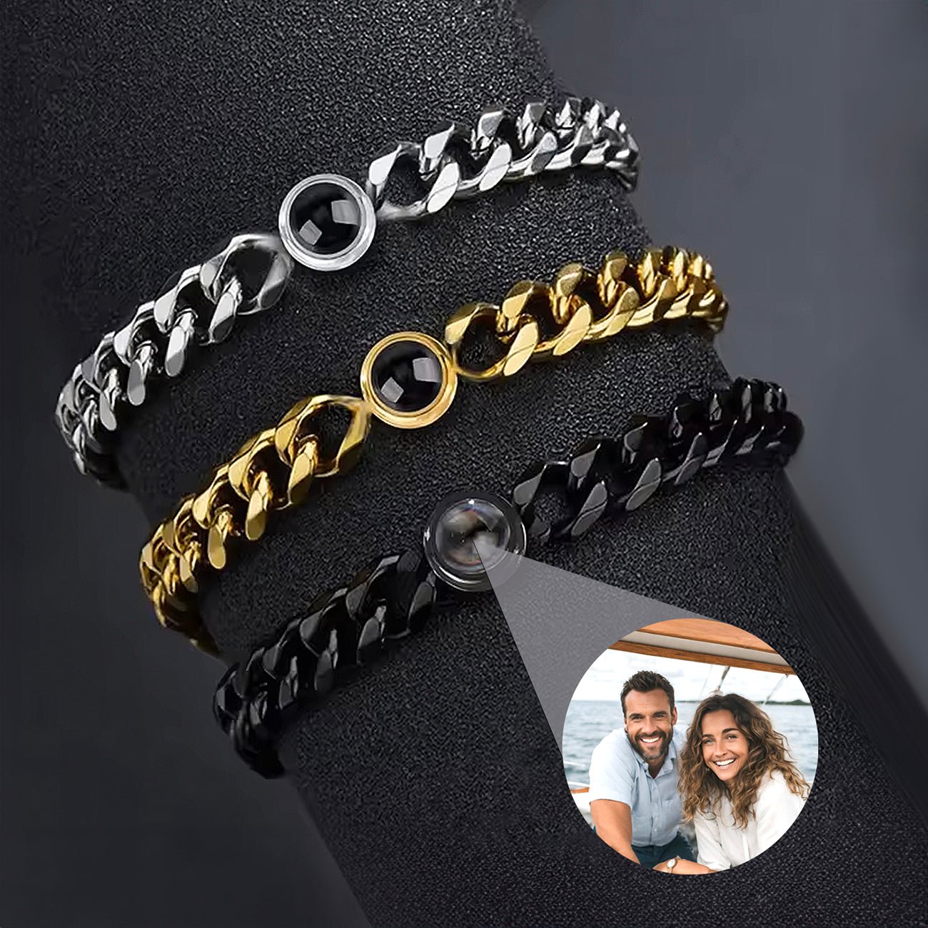 Cuban Bracelet with Picture Inside for Men and Women - Photo Memory Bracelet LLC