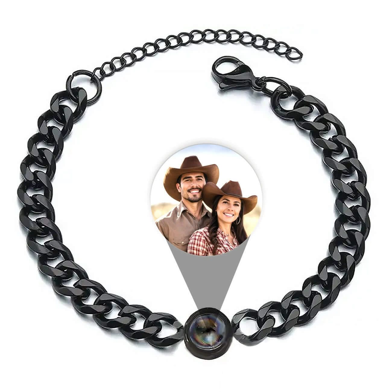 Personalized Photo Projection Bracelet Stainless Steel Cuban Chain for HIm or Her
