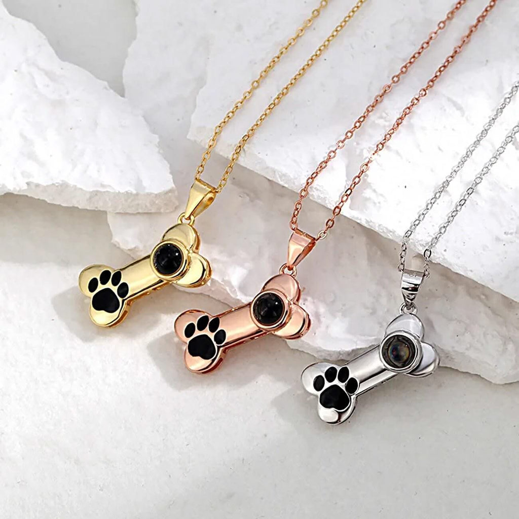 Dog Bone Necklace with your Best Friend's Picture Inside - Photo Memory Bracelet LLC