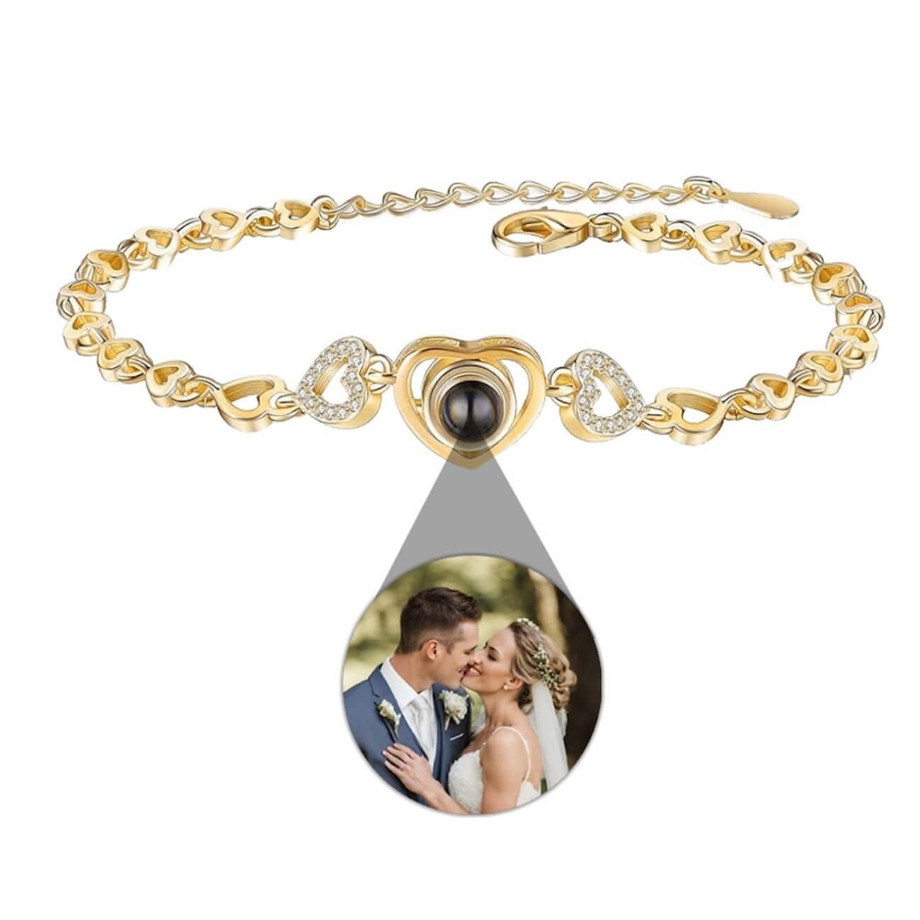 s925 Heart Link Photo Projection Bracelet - Photo Memory Bracelet