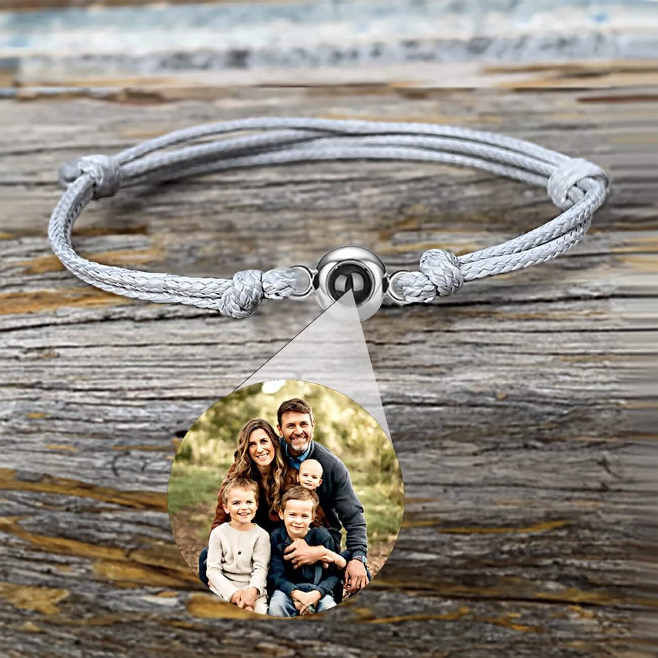 s925 Photo Projection Rope Bracelet with Eyeball Charm