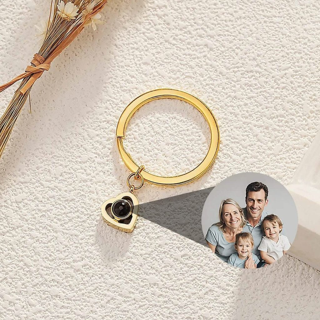 Heart Key Chain with Photo Inside - Photo Memory Bracelet LLC