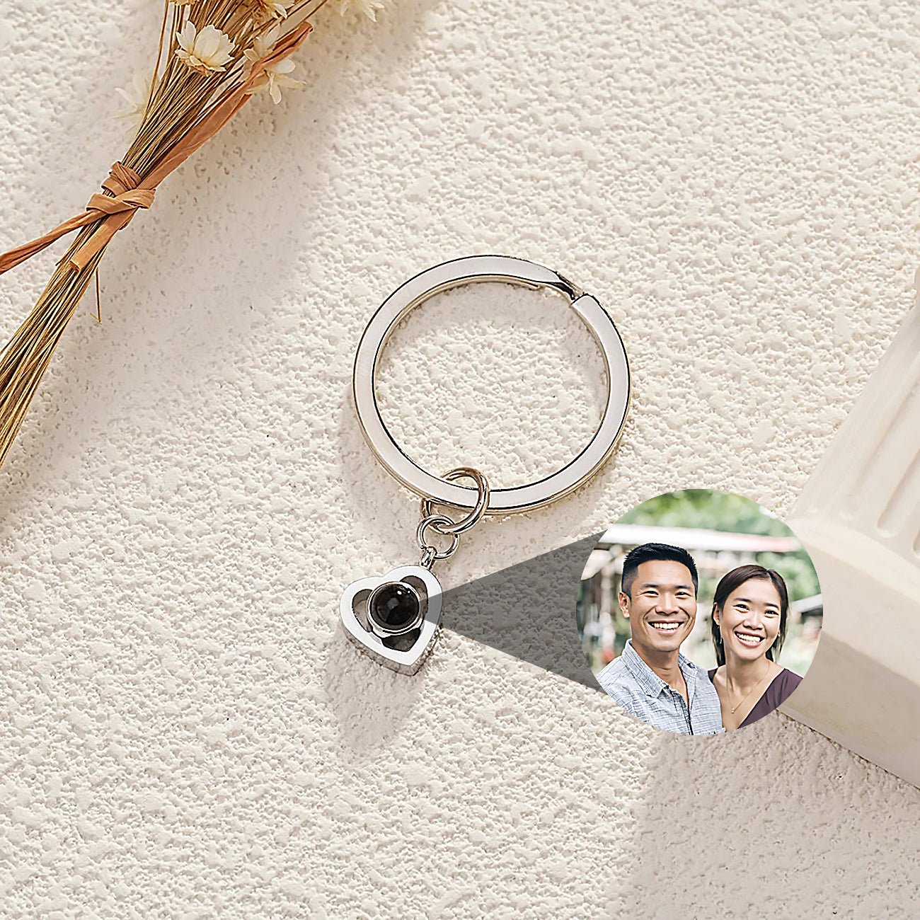 Heart Key Chain with Photo Inside - Photo Memory Bracelet LLC