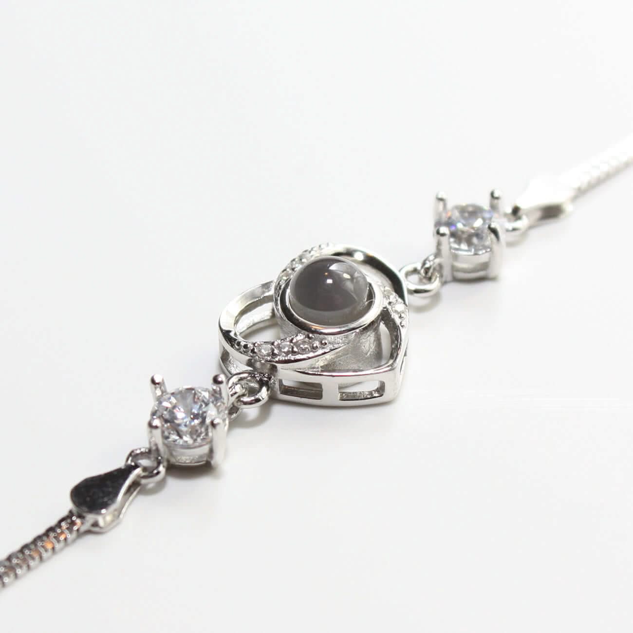 925 Sterling Silver Heart Photo Projection Bracelet