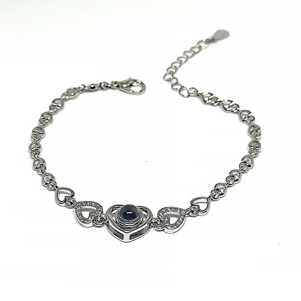 925 Sterling Silver Heart Link Photo Memory Bracelet - Photo Memory Bracelet LLC