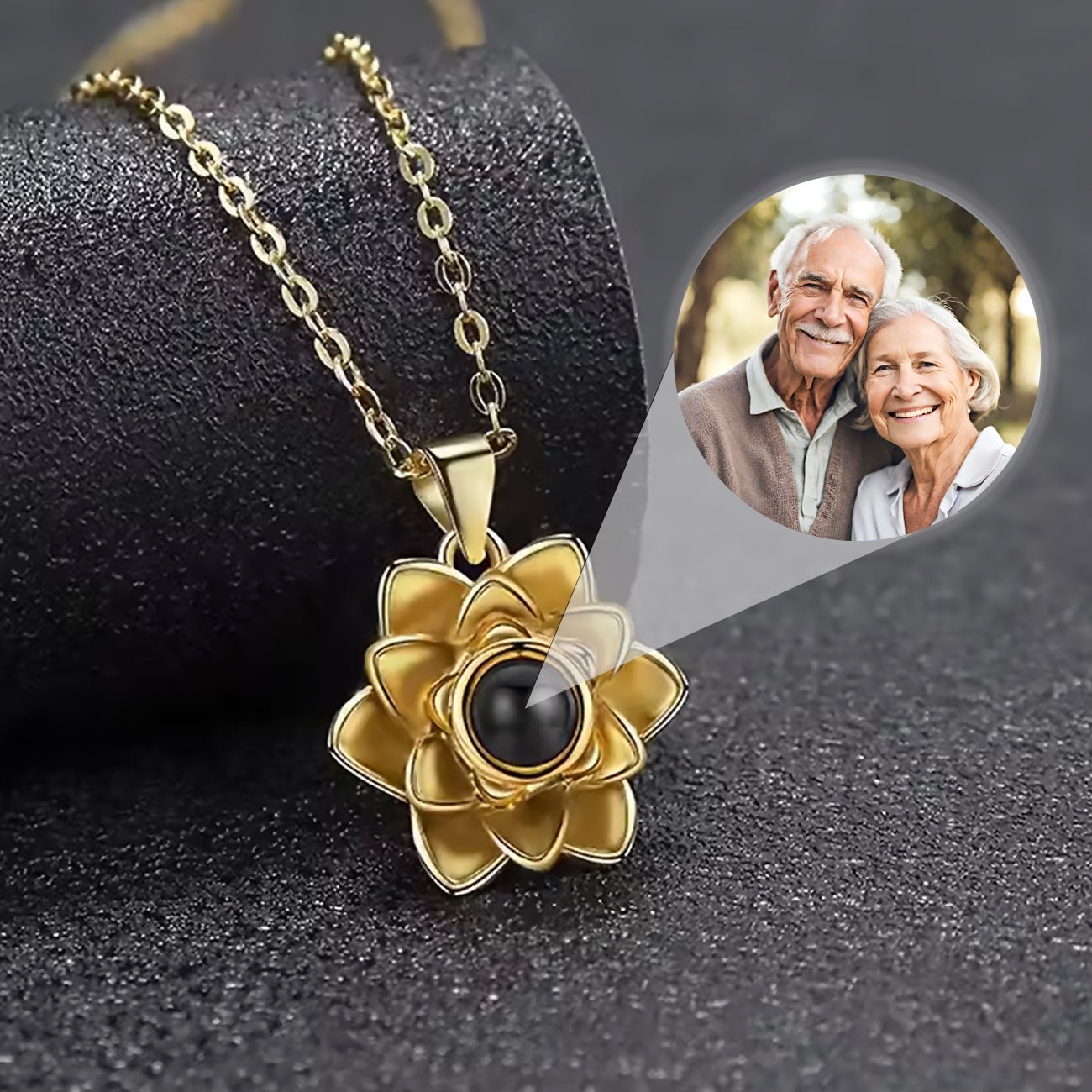 Mother's Day Necklace with Photo Projection Flower Charm - Photo Memory Bracelet LLC