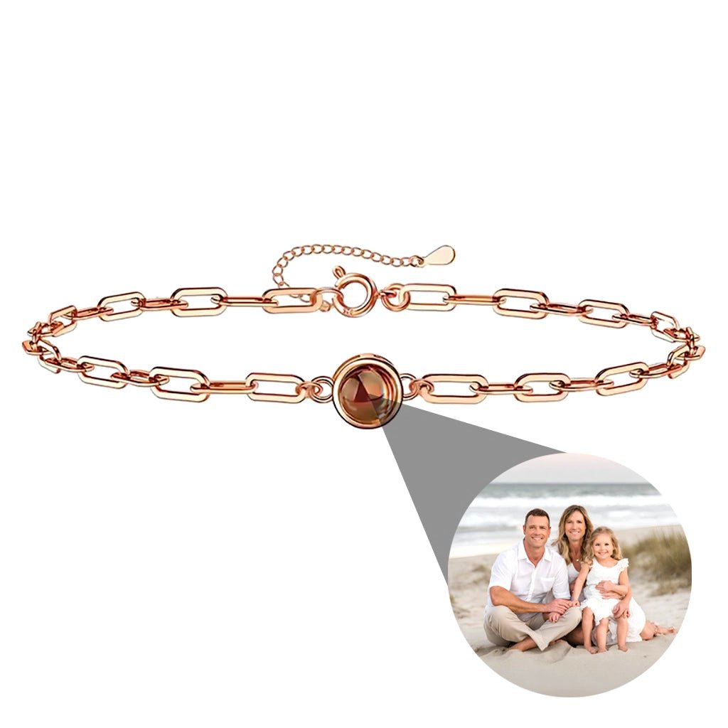 Paper Clip Bracelet With Your Picture Inside Charm - Photo Memory Bracelet™