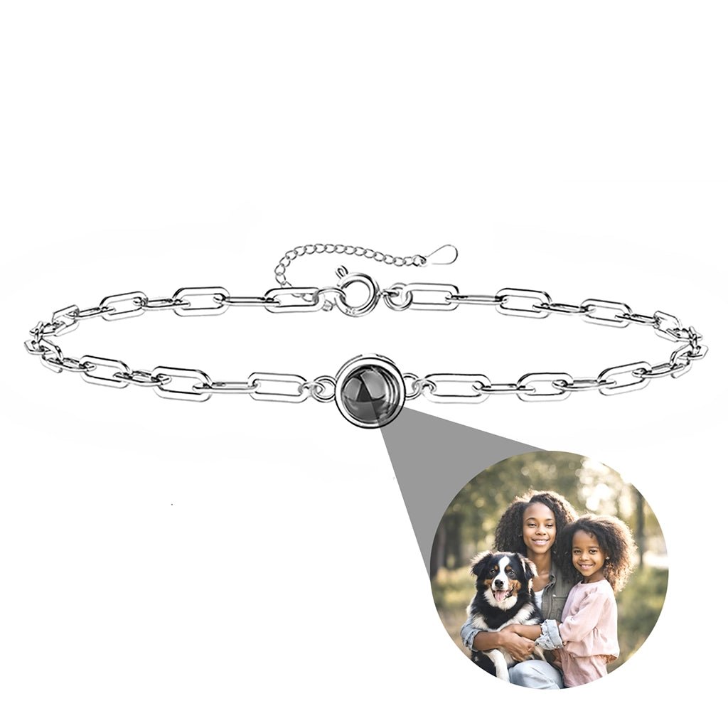 Paper Clip Bracelet With Your Picture Inside Charm - Photo Memory Bracelet™