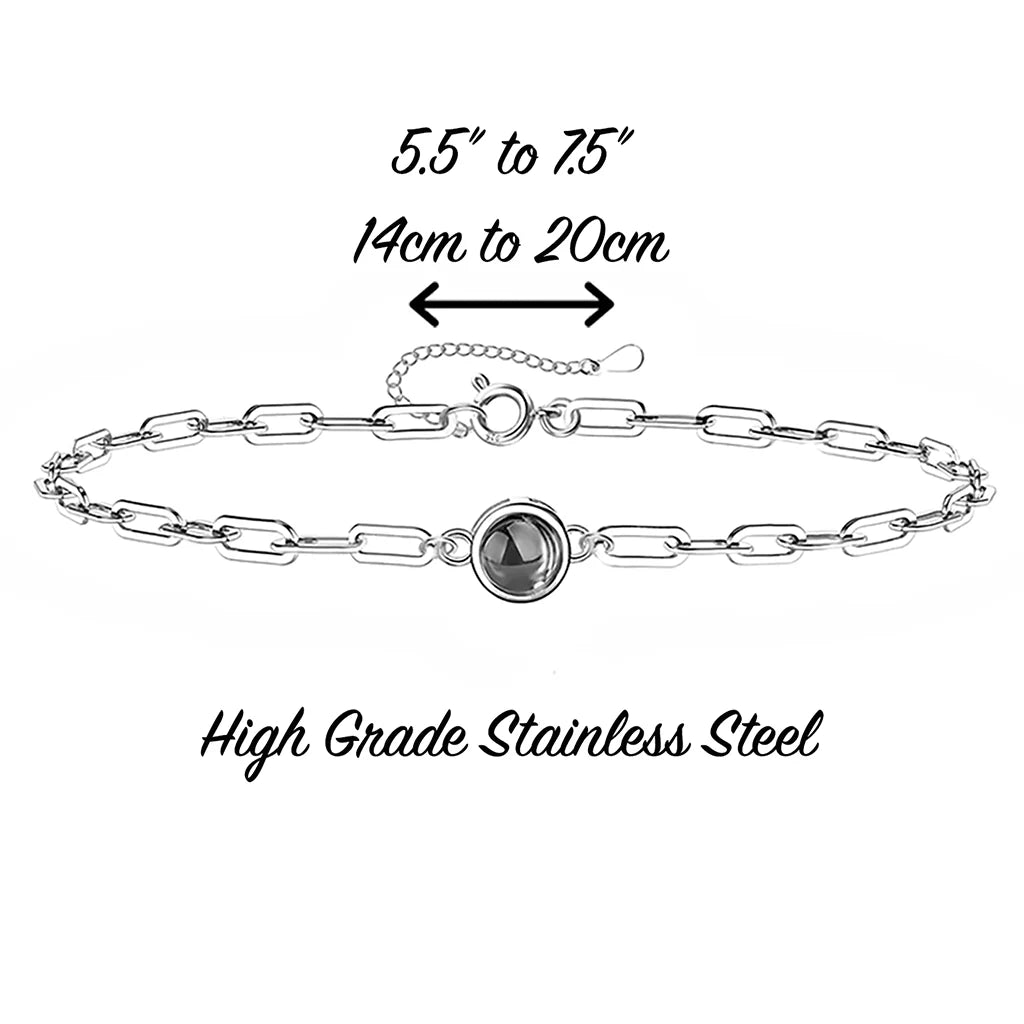 Paper Clip Bracelet With Your Picture Inside Charm - Photo Memory Bracelet™