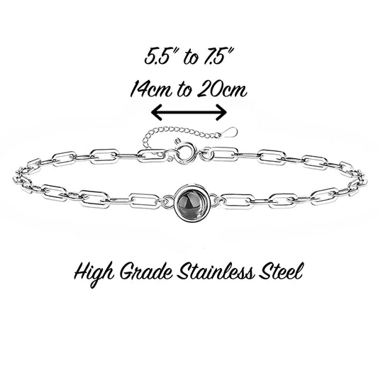 Paper Clip Bracelet With Your Picture Inside Charm - Photo Memory Bracelet™