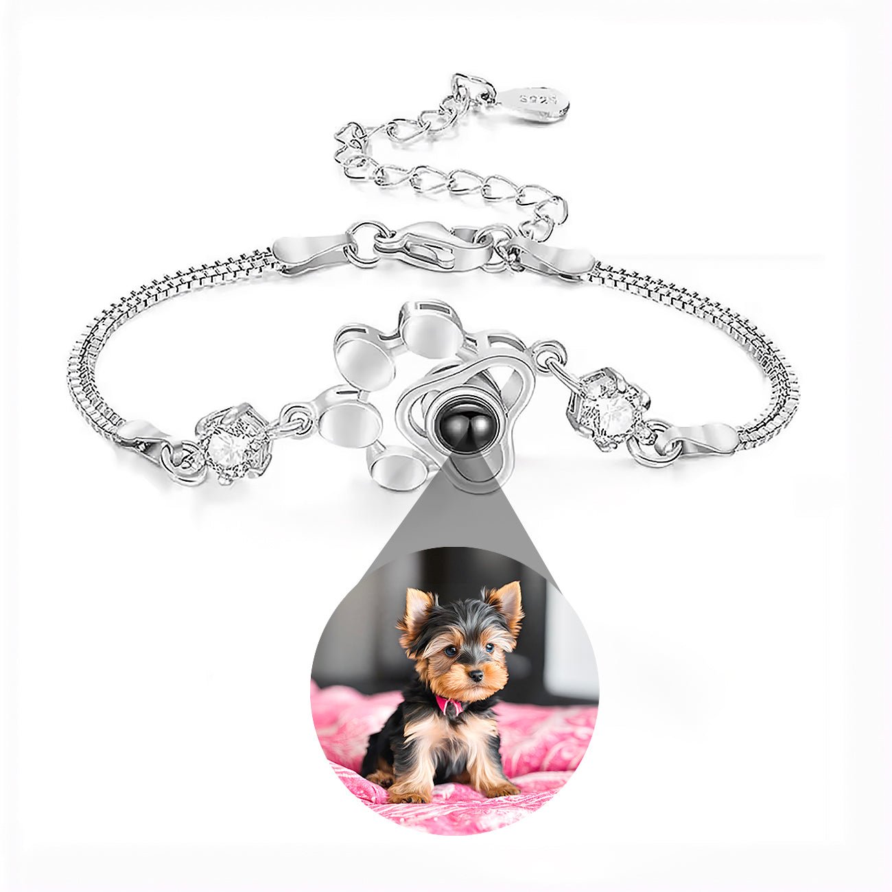 Pet Paw Memorial Photo Projection Bracelet with Your Photo - Photo Memory Bracelet LLC