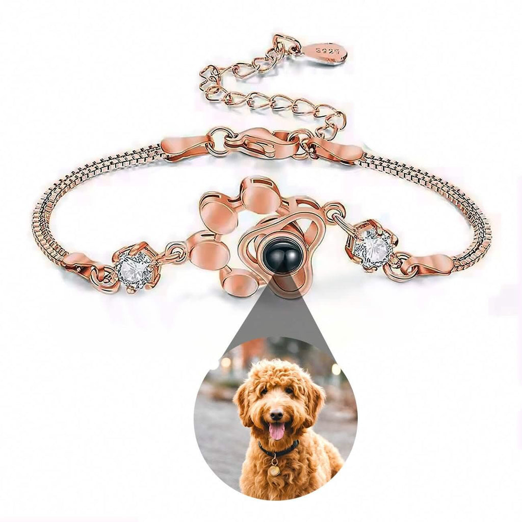 Pet Paw Memorial Photo Projection Bracelet with Your Photo - Photo Memory Bracelet LLC