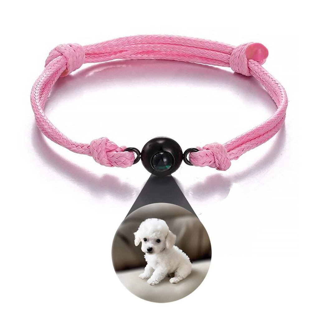 Photo Projection Rope Bracelet with Circle Charm - Photo Memory Bracelet LLC