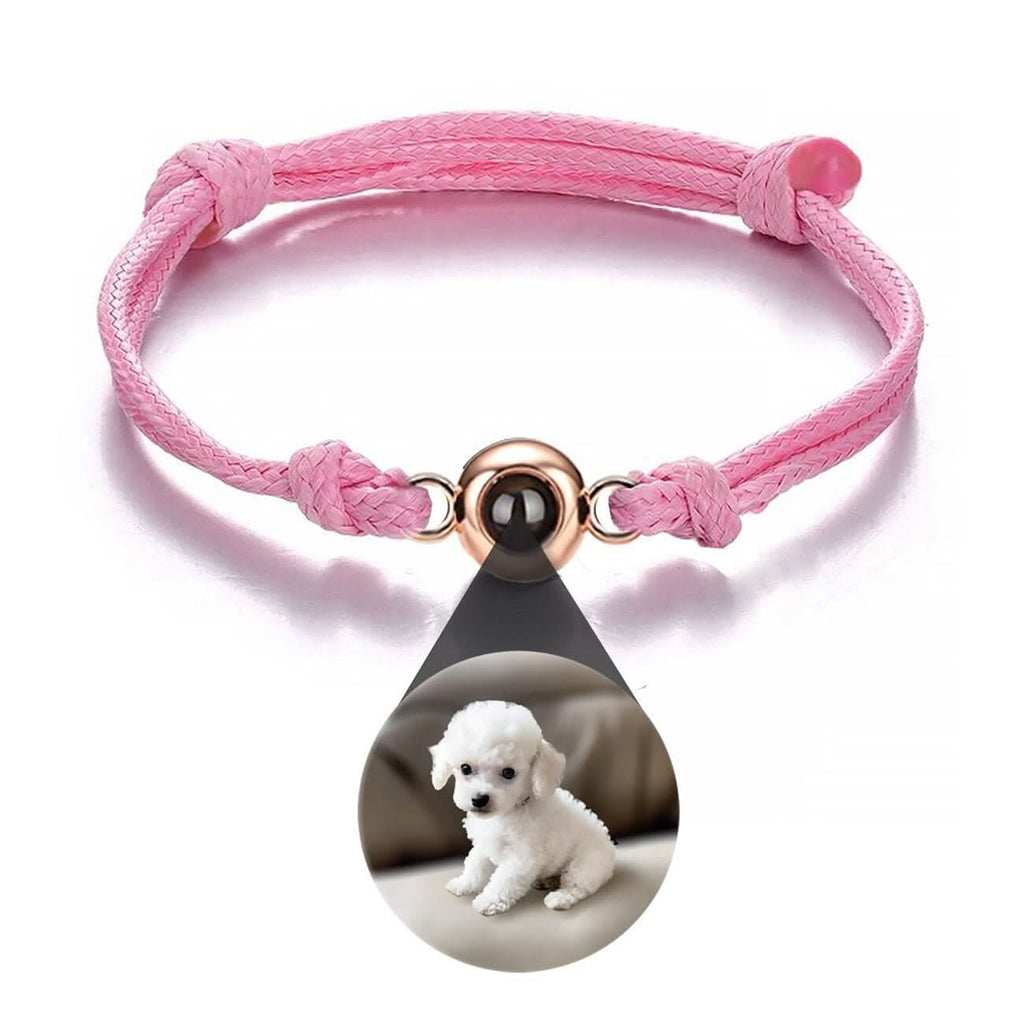 Photo Projection Rope Bracelet with Circle Charm - Photo Memory Bracelet LLC