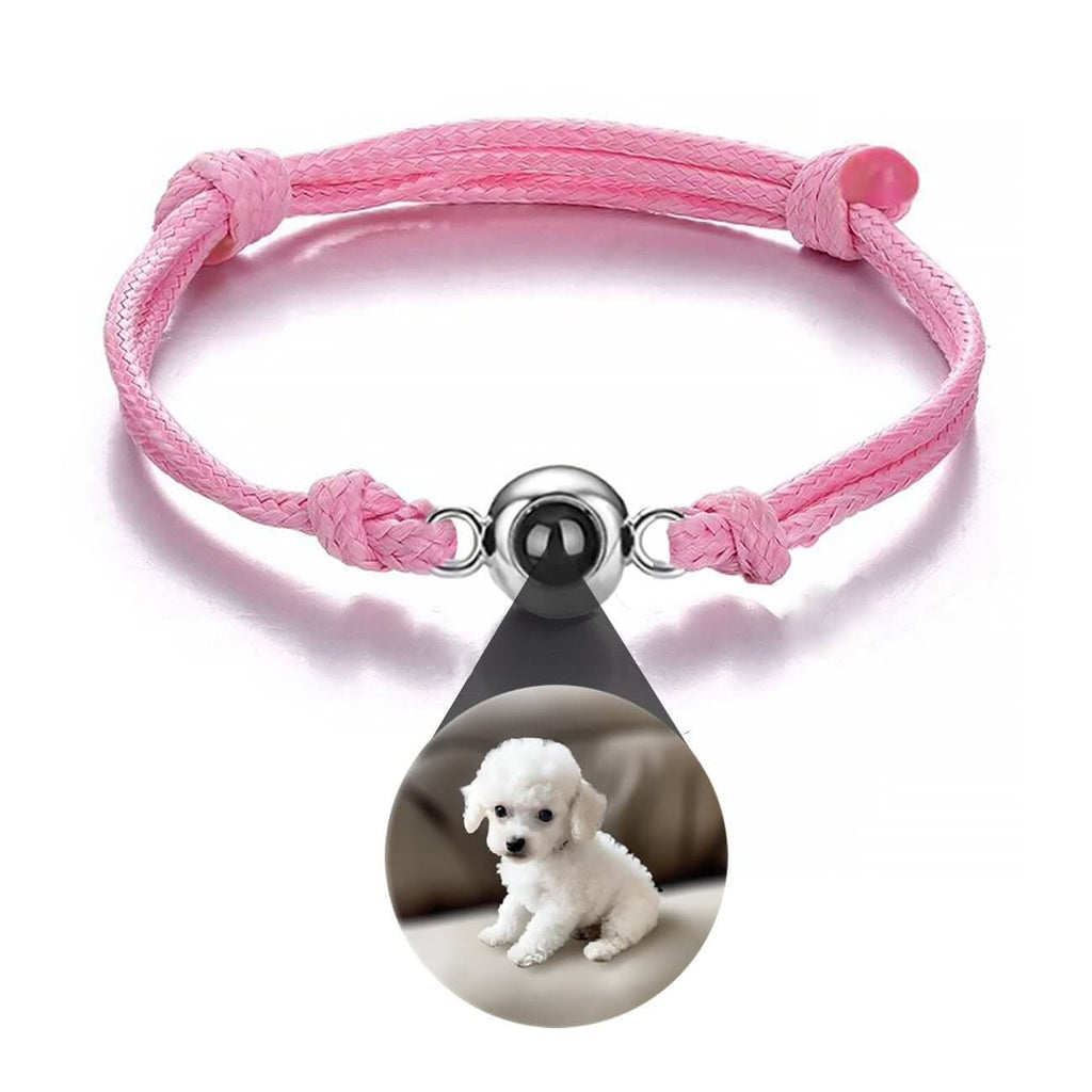 Photo Projection Rope Bracelet with Circle Charm - Photo Memory Bracelet LLC