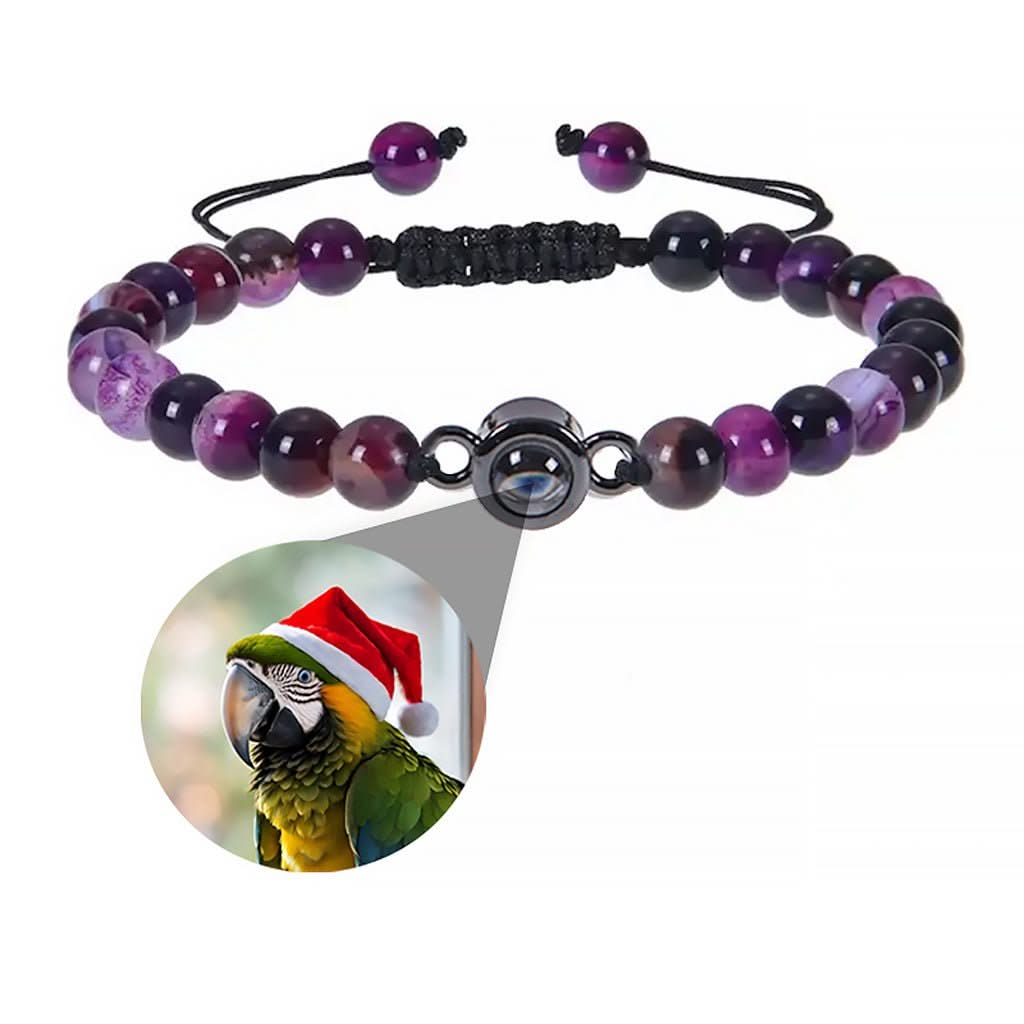 Beaded Photo Memory Bracelet with Circle Charm and Your Picture Inside - Photo Memory Bracelet LLC