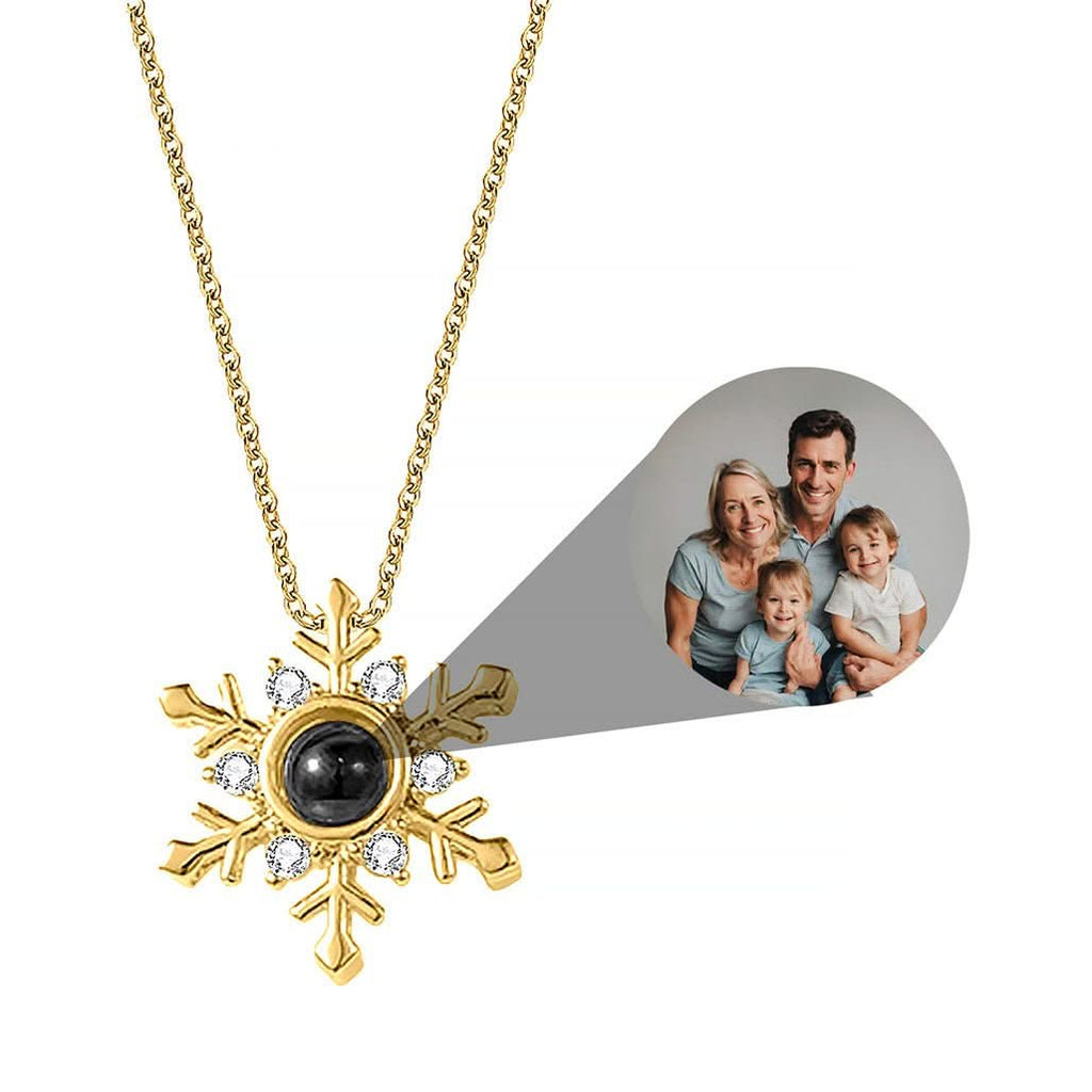 Snowflake Necklace with Picture Inside - Photo Memory Bracelet LLC