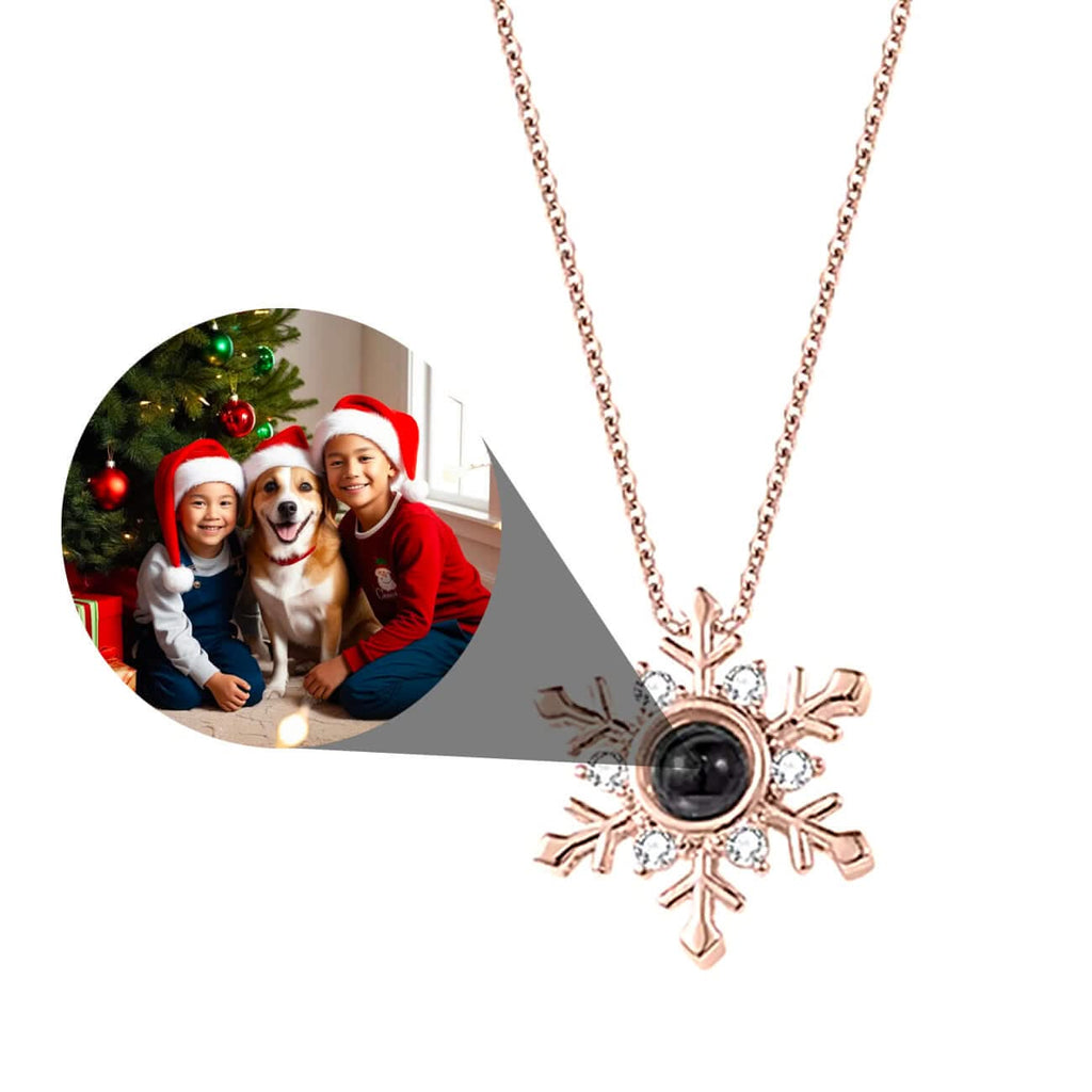 Snowflake Necklace with Picture Inside - Photo Memory Bracelet LLC