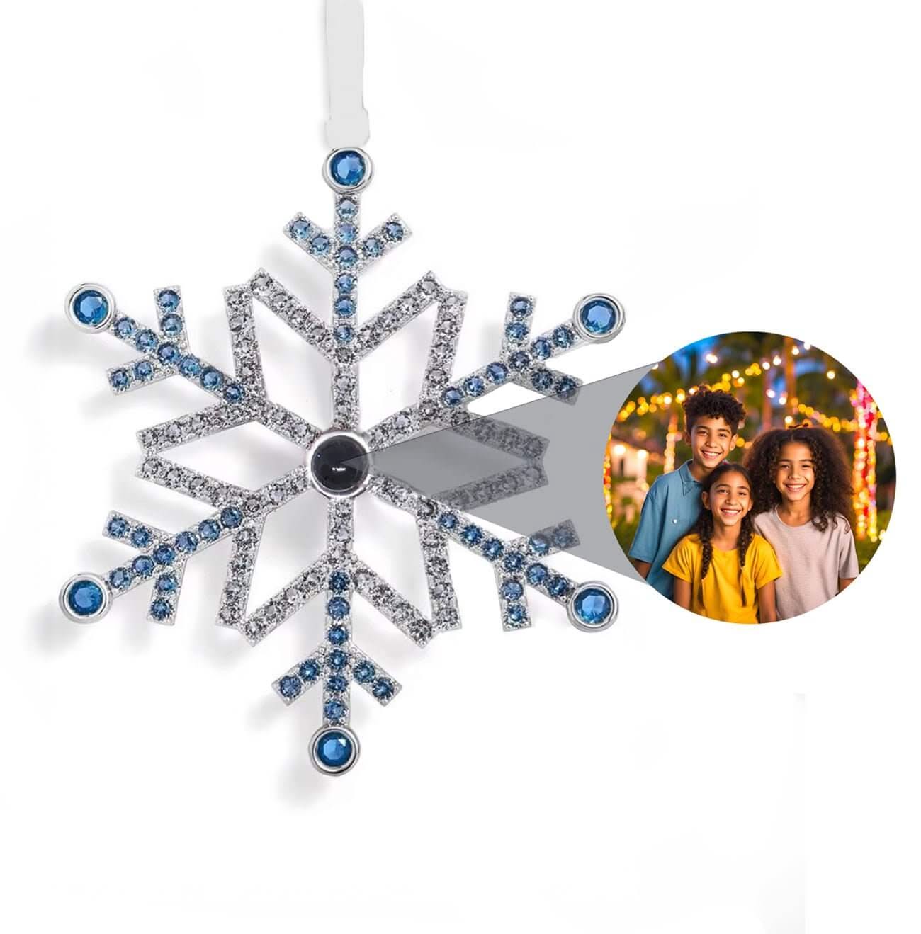 Snowflake Ornament with Picture Inside - Photo Memory Bracelet LLC