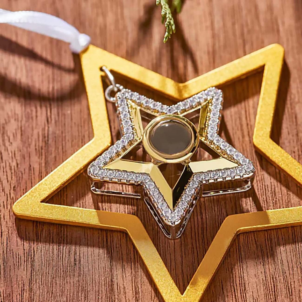 Star Ornament with Picture Inside - Photo Memory Bracelet LLC