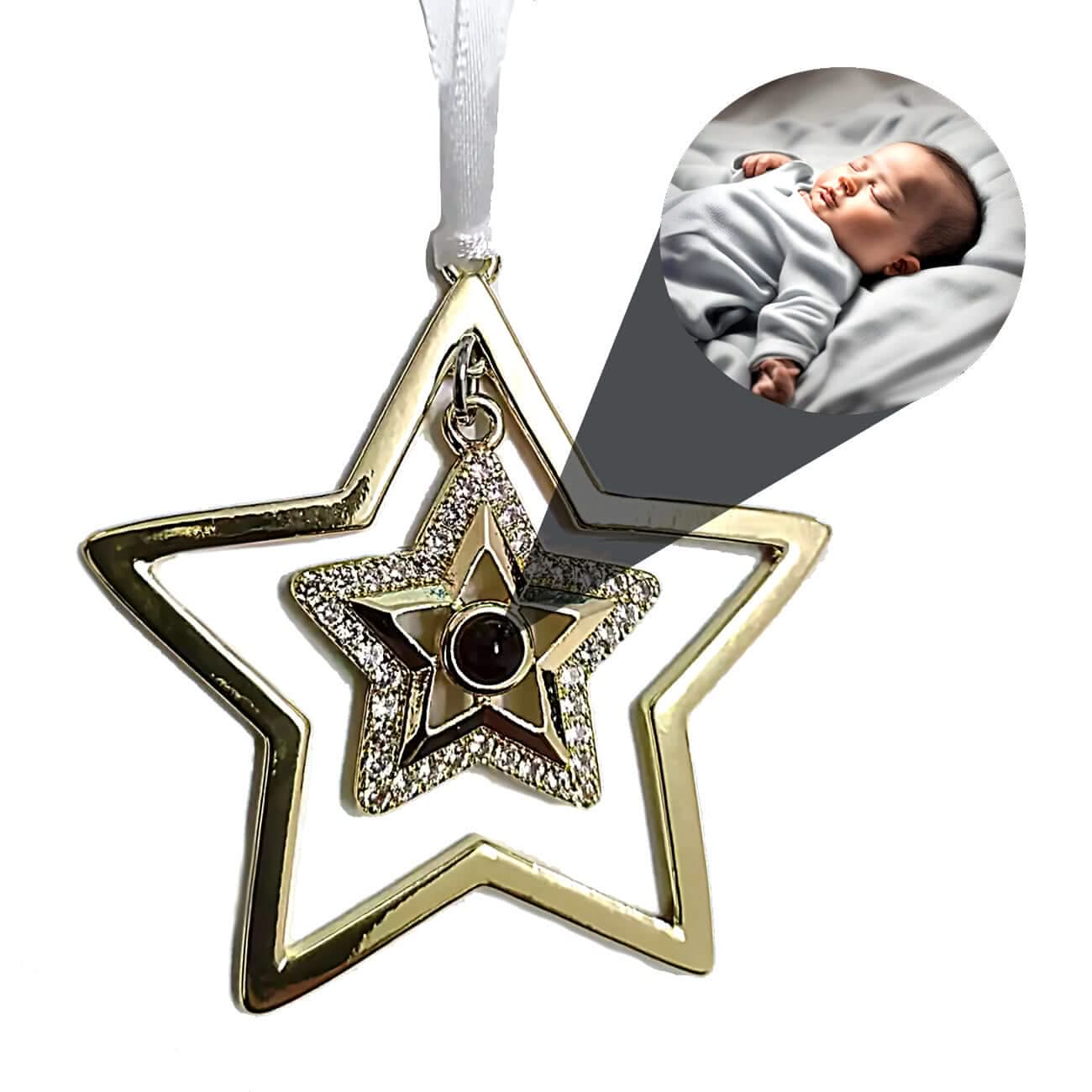 Star Ornament with Picture Inside - Photo Memory Bracelet LLC