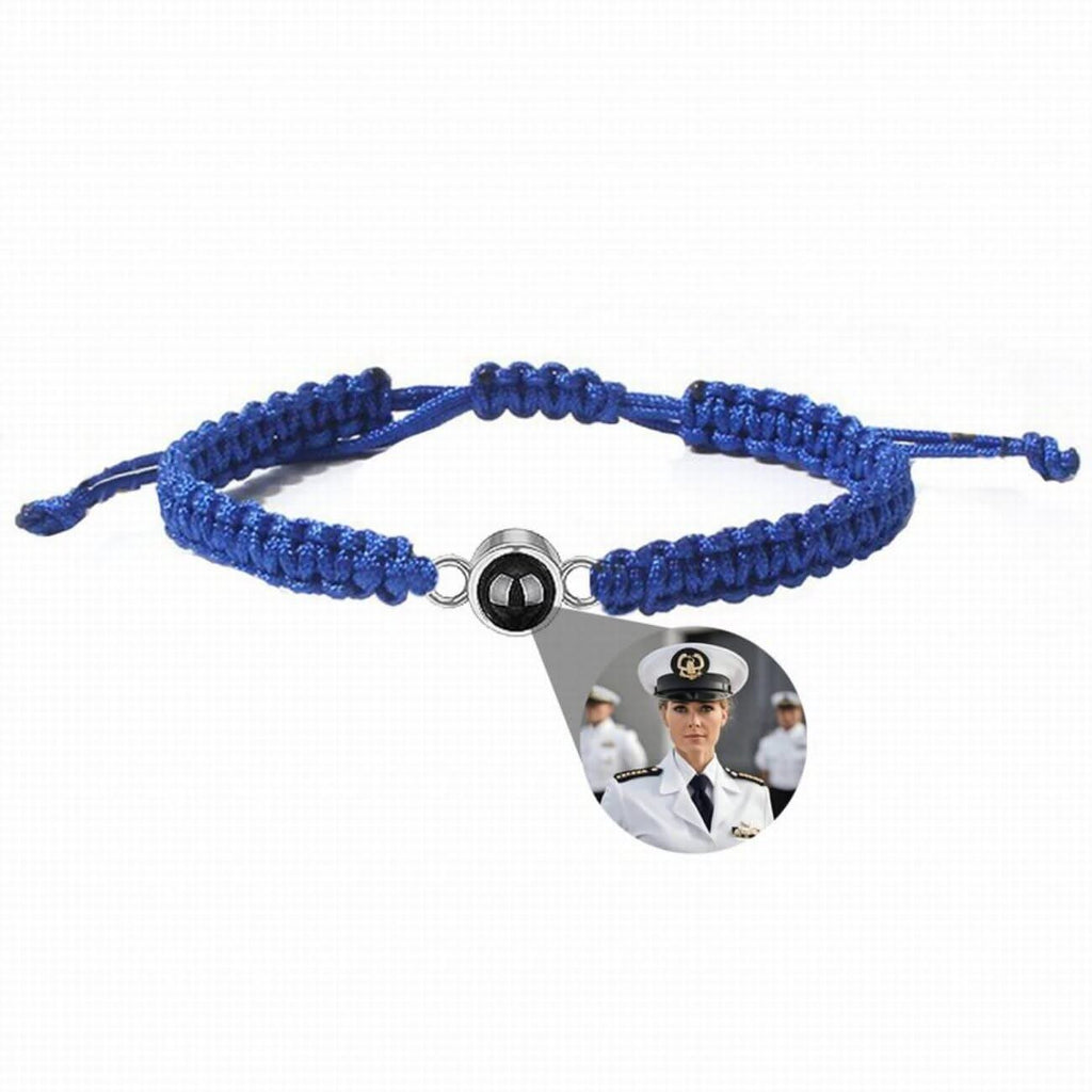 925s Circle Charm and Braided Cobraweve Photo Projection Bracelet - Photo Memory Bracelet