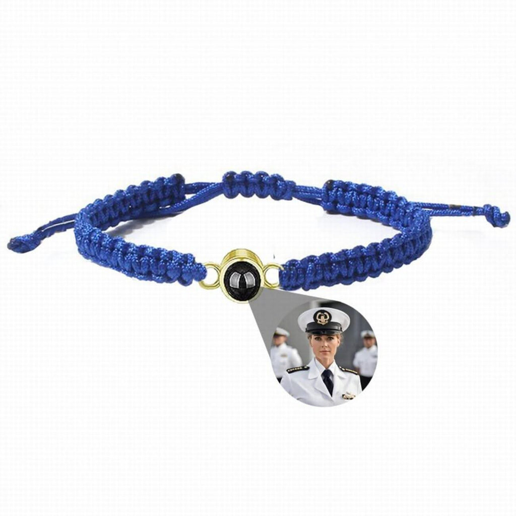 925s Circle Charm and Braided Cobraweve Photo Projection Bracelet - Photo Memory Bracelet