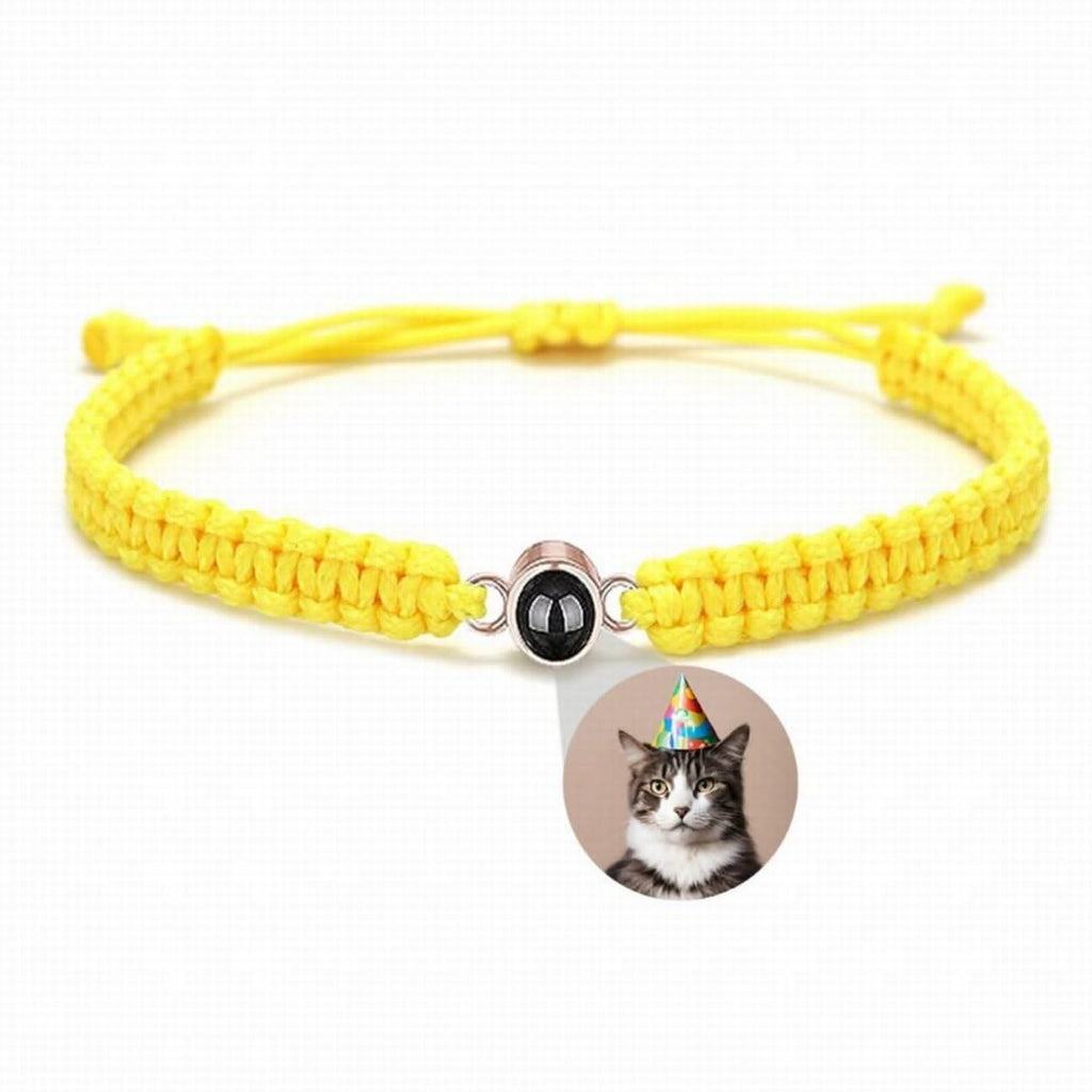 925s Circle Charm and Braided Cobraweve Photo Projection Bracelet - Photo Memory Bracelet