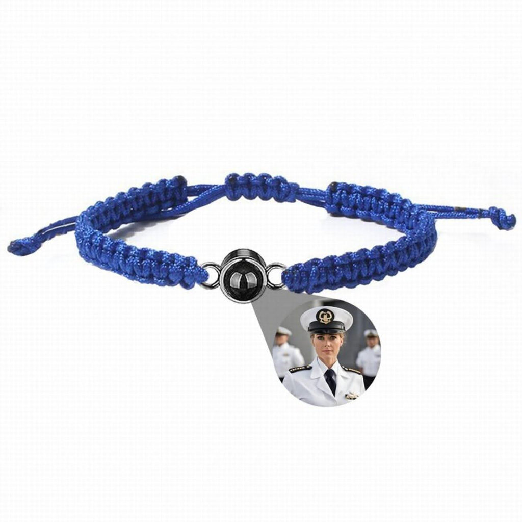 925s Circle Charm and Braided Cobraweve Photo Projection Bracelet - Photo Memory Bracelet