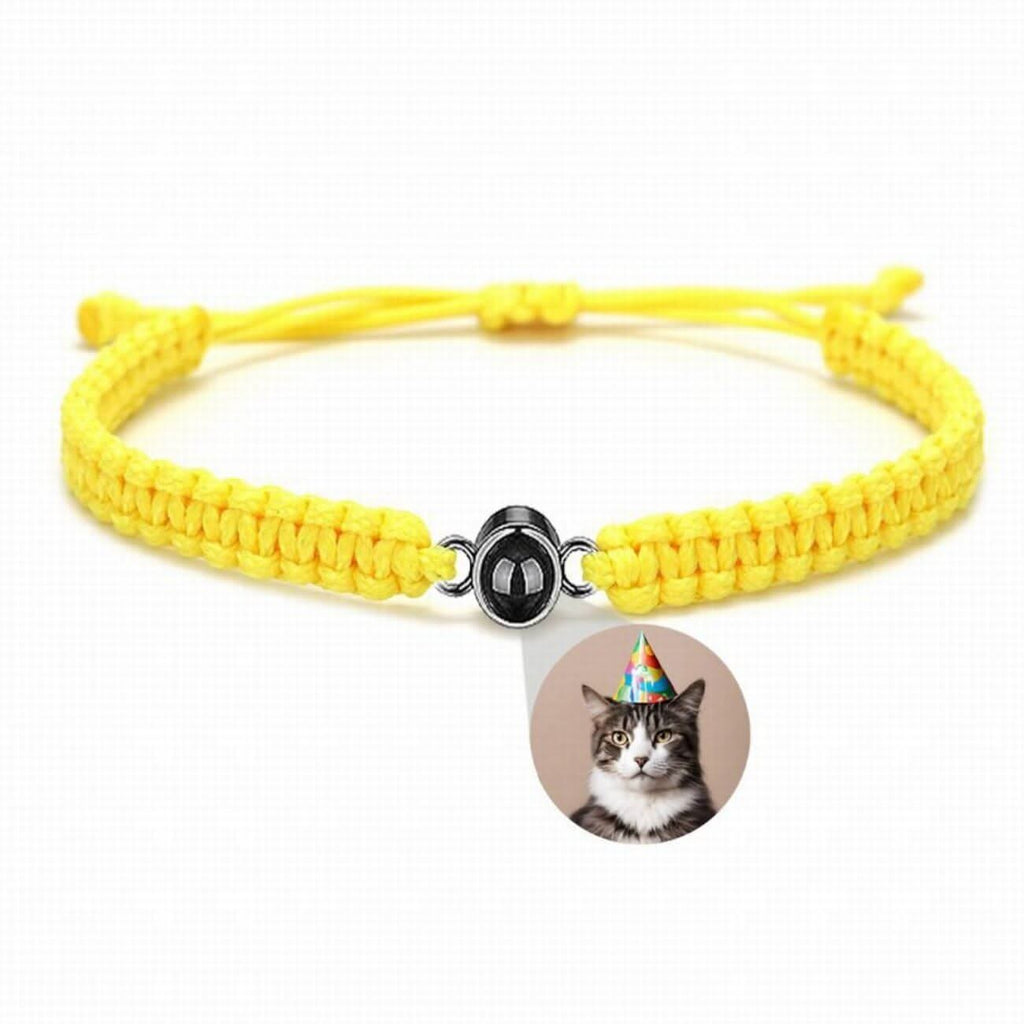 925s Circle Charm and Braided Cobraweve Photo Projection Bracelet - Photo Memory Bracelet