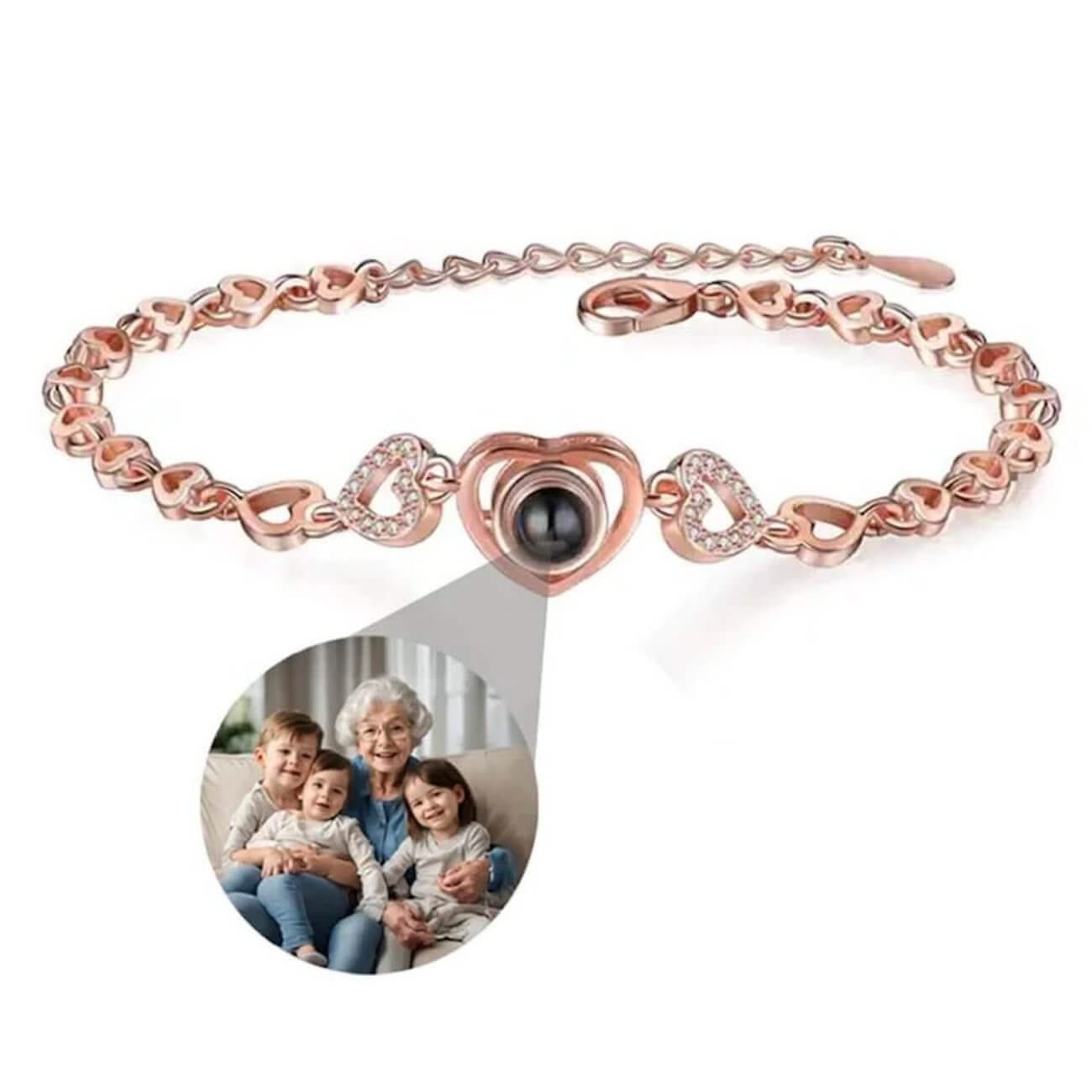 s925 Heart Link Photo Projection Bracelet - Photo Memory Bracelet