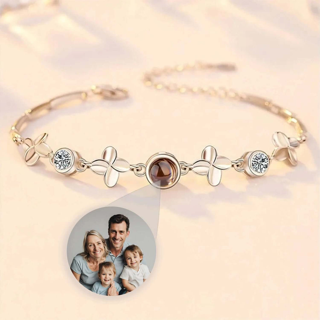 Clover Leaf Photo Projection Bracelet - Photo Memory Bracelet