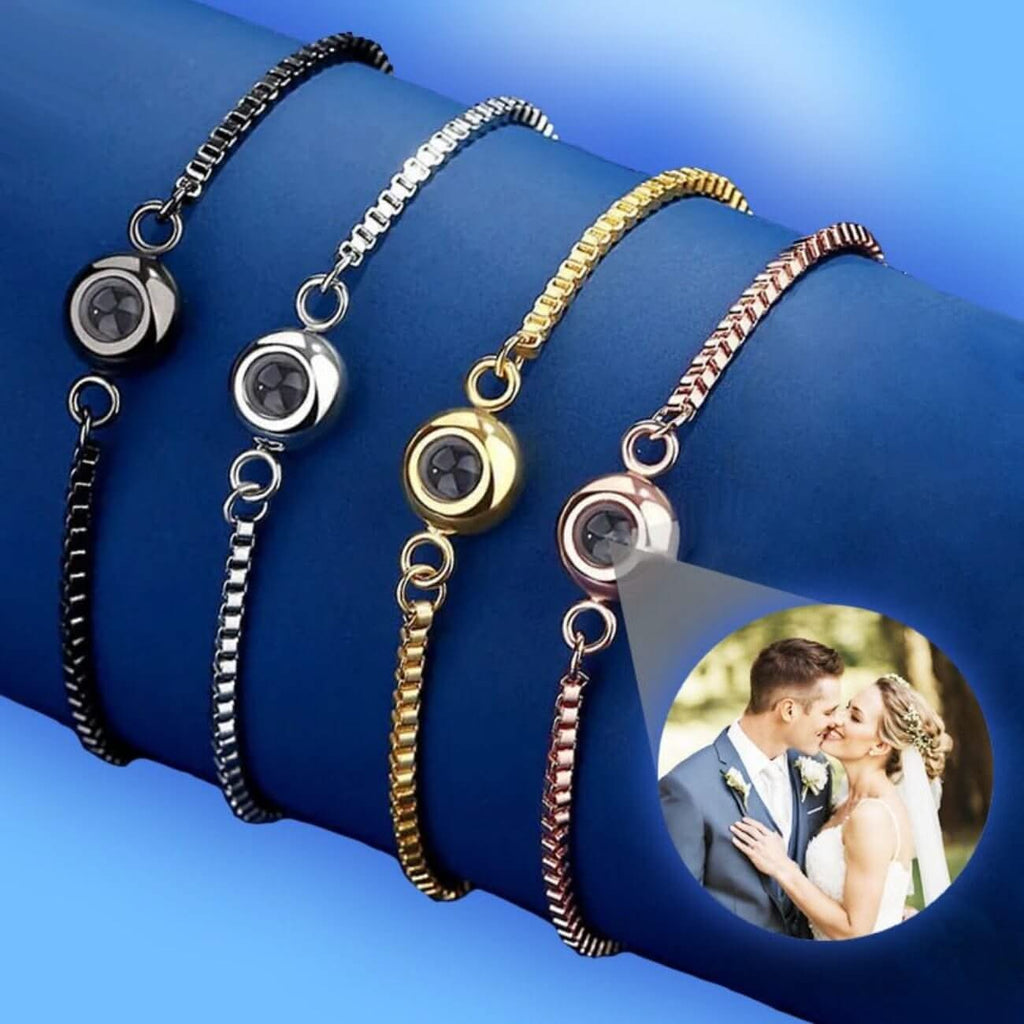 Stainless Box Chain Photo Projection Bracelet - Photo Memory Bracelet LLC